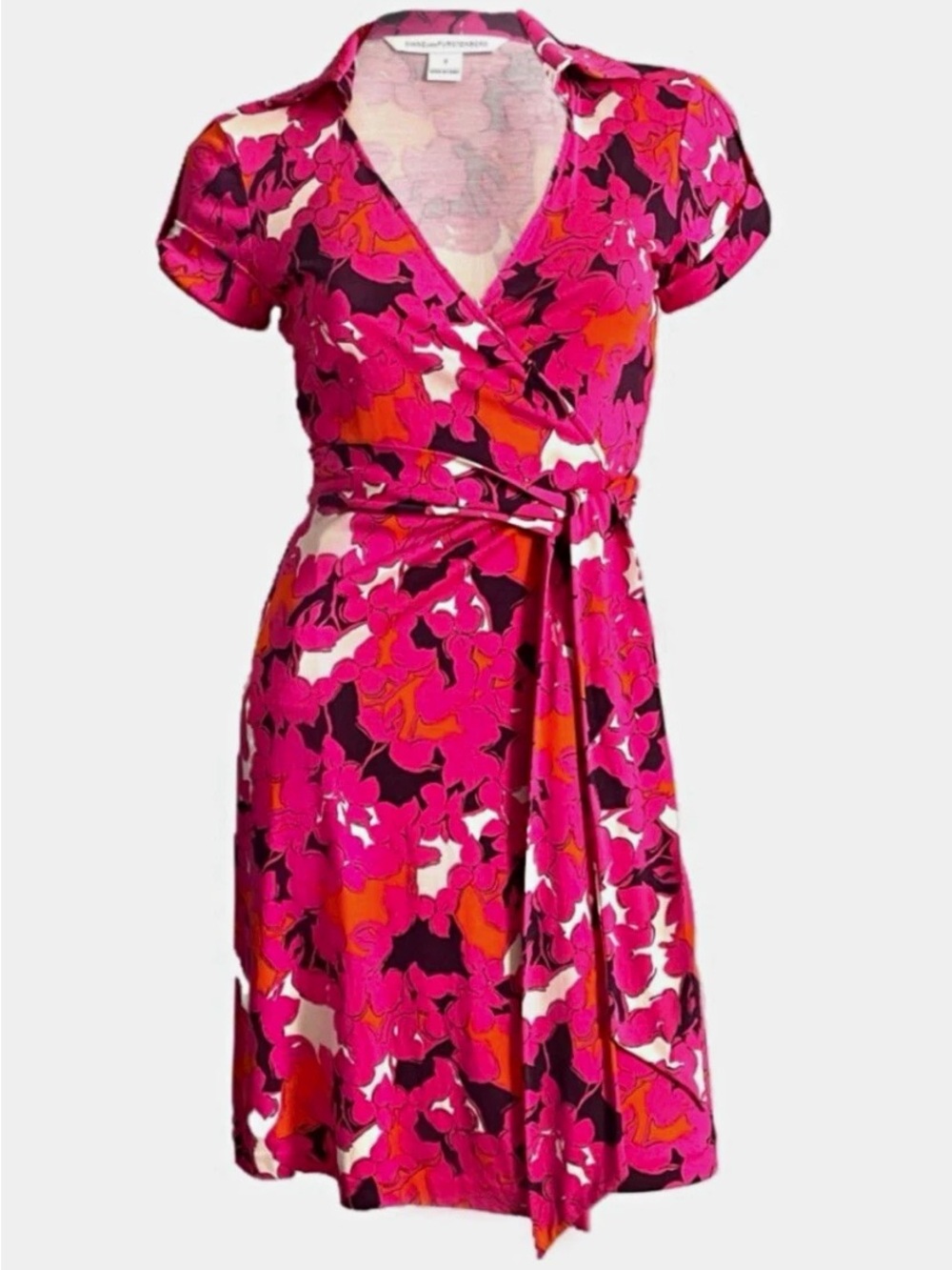 Diane Von Furstenberg Pink & Fuchsia Floral Wrap Dress